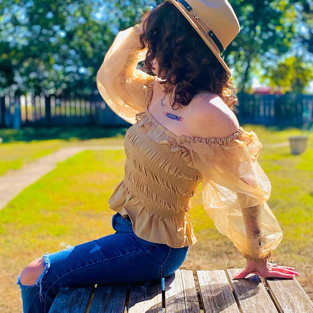Elegant Off-Shoulder Beige Top